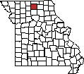 Sullivan County highlighed on small Missouri county map.
